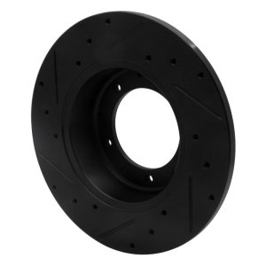 Land Rover Defender 90 Brake Rotor (1) - Rear Right - R1 Concepts - Drilled & Slotted - Black - `74-`16